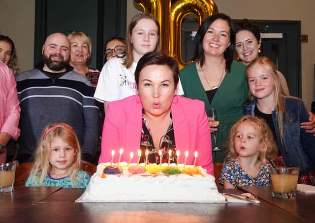 Mumbler founder Sally Haslewood celebrates her business's birthday with family and friends.