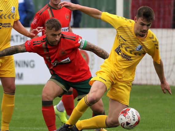 Harrogate Railway skipper Dan McDaid netted his side's only goal in Saturday's defeat to Hallam. Picture: Craig Dinsdale