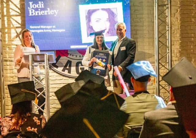 Jodi Brierley, of the Harrogate Arms on Parliament Street in Harrogate, is celebrating her graduation from the Accelerator Programme, a training course run by Stonegate Group.
