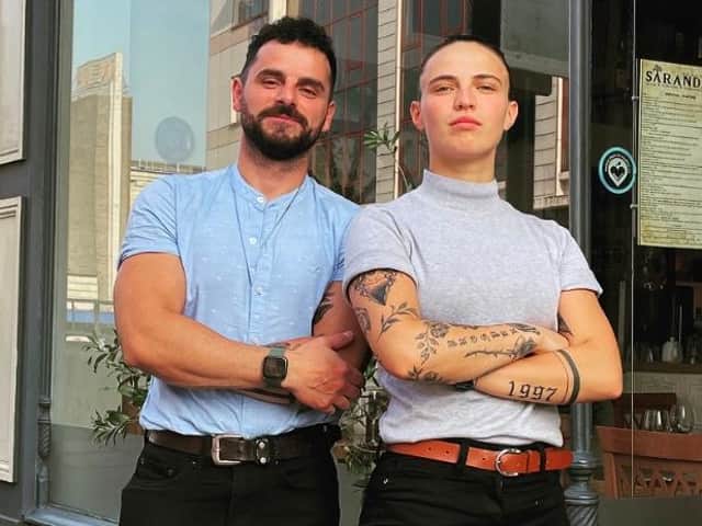 Saranda general manager Nertil Xhallo and assistant manager Daniela Genova