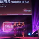 Award Host Hattie Pearson, MD of Cause UK Clair Challenor-Chadwick, and Laura Maguire, Client Manager for YouGov, sponsor of the award.