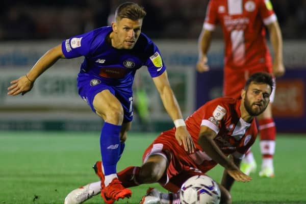 Lloyd Kerry in action during Harrogate Town's 2-2 draw at Crawley. Picture: Matt Kirkham