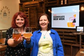 Pictured at the launch of Harrogate Beer Week at Cold Bath Clubhouse are festival founder Rachel Auty and guest speaker Jules Gray of Sheffield Beer Week. (Picture Gerard Binks)