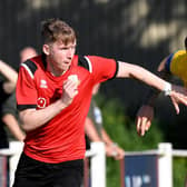 Mark Simpson in action during Knaresborough Town's recent home defeat to Staveley Miners Welfare. Pictures: Gerard Binks