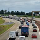 Traffic chaos on the A1M for Leeds Festival. Picture : Jonathan Gawthorpe