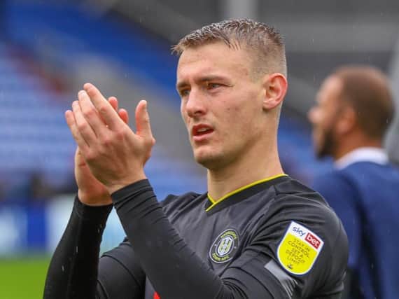 Will Smith made his first League Two appearance of 2021/22 as Harrogate Town won 2-1 at Oldham Athletic. Pictures: Matt Kirkham
