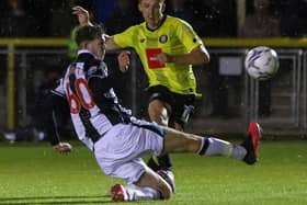 Danilo Orsi fires home Harrogate Town's second goal during Tuesday's EFL Trophy win over Newcastle United Under-21s. Picture: Matt KIrkham