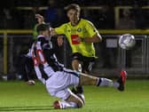 Danilo Orsi fires home Harrogate Town's second goal during Tuesday's EFL Trophy win over Newcastle United Under-21s. Picture: Matt KIrkham
