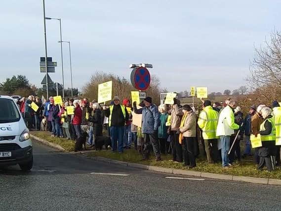 Campaigners at a previous protest against the A1(M) service station plans. Photo: Kirby Hill RAMS.
