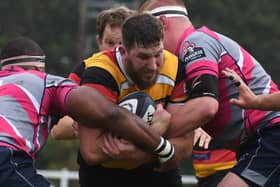 Sam Brady in action for Harrogate RUFC during last weekend's home defeat to Stourbridge. Picture: Gerard Binks