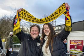 Harrogate Town supporter Dave Worton, left, and his daughter Molly outside the EnviroVent Stadium.