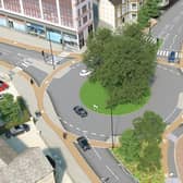 This is the new layout proposed for the East Parade, Station Bridge, Station Avenue and North Park Road roundabout.