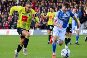 Alex Pattison in action during Harrogate Town's 1-0 home defeat to Bristol Rovers. Pictures: Matt Kirkham