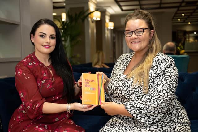 Sammy Lambert, Business Development, Charity and Volunteer Manager at Harrogate and District NHS Foundation Trust with author Leah Knight