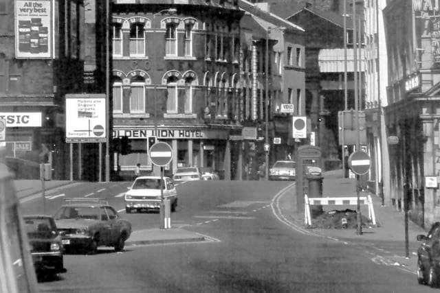 Hunslet Road towards Bridge End and Lower Briggate in May 1982. The tall building on the left is the rear of the former Leeds City Transport offices now the Malmaison Hotel. PIC: Stephen Jones