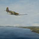 The Lone Wolf, Flt Lt Eric Lock from 41 Squadron (Catterick) shooting down an Me Bf 110 German fighter-bomber over Seaham Harbour, August 15, 1940. This was Eric Lock's first victory. He later became top spitfire fighter ace in the RAF.