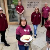 Feature on the Washburn Heritage Centre, Fewston..Volunteers pictured with cakes outside the Centre..20th May 2021..Picture by Simon Hulme