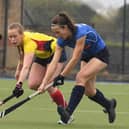 Lucy Wood in action during Harrogate Hockey Club Ladies' home win over Lindum. Pictures: Gerard Binks