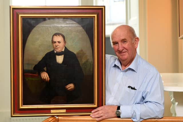 Pictured with a painting of the original Antonio Fattorini, is Anthony Tindall the owner of Fattorini Jewellers on Parliament Street Harrogate which is closing down after 190 years. (Picture Gerard Binks)
