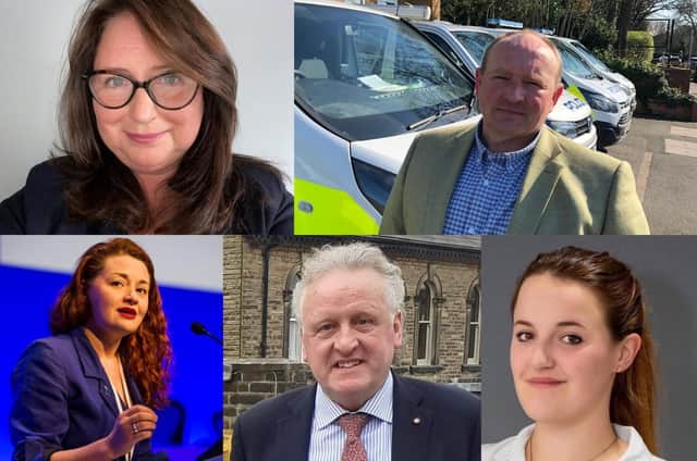 Top row (left to right): Conservative Zoe Metcalfe and Liberal Democrat James Barker. Bottom row (left to right): Women's Equality Party's Hannah Barham-Brown, Independent Keith Tordoff and Labour's Emma Scott-Spivey.