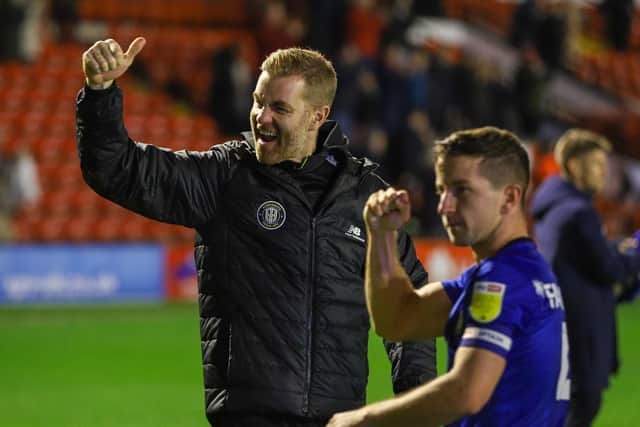 Harrogate Town manager Simon Weaver enjoys his side's 3-1 victory at Walsall last time out.