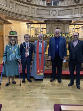 The Mayoress, Mrs Janet Chapman
The Mayor, Councillor Trevor chapman
Rev Trevor Dixon – part of the ministry team at Wesley Chapel
Rev Dr Richard Teal – President of the Methodist Conference 2020/21
Rev Ben Clowes, Superintendent of the Nidd Valley Circuit and chair of Trustees of Wesley Centre, Harrogate