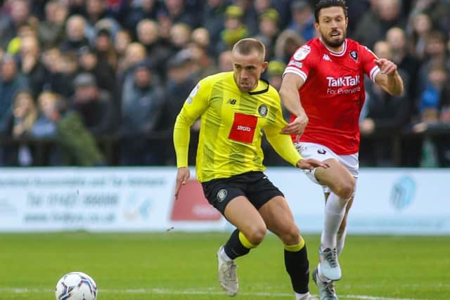 Harrogate Town's Alex Pattison on the run during Saturday's League Two defeat to Salford City at Wetherby Road.