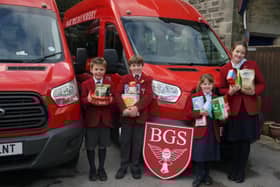 Belmont Grosvenor School pupils (left to right) Joseph Lee, James Hill, Ayla Rowe and Charities Prefect Florence Page