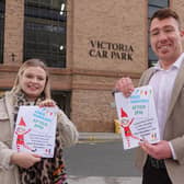 Free parking boost - Pictured outside Harrogate’s Victoria Car Park are Harrogate BID Business and Marketing Executive Bethany Allen, and Harrogate BID Manager Matthew Chapman.