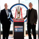 Rhodri Jones, Betfred Super League chief commercial officer (L) with Peter Andrews, Channel 4 Head of Sport