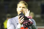 Harrogate Town goalkeeper Mark Oxley leaves the field at Carlisle United having kept a first clean-sheet in almost two months. Pictures: Matt Kirkham