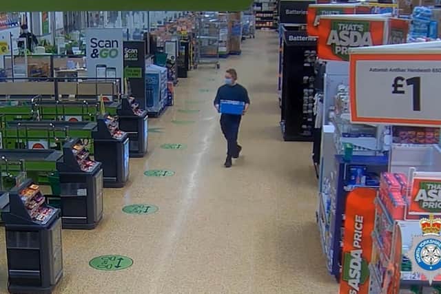 CCTV footage released by North Yorkshire Police shows Daniel Ainsley going into the Asda supermarket on Bower Road to purchase a set of kitchen knives just moments before he killed his former friend Mark Wolsey