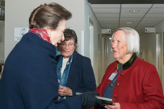 Harrogate resident Alison Harris receiving an award from HRH The Princess Royal at a ceremony at Newbury Racecourse.