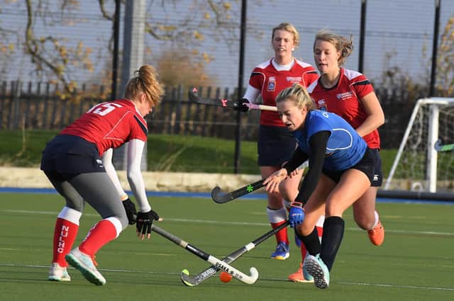 Harrogate Hockey Club Ladies 1st XI made it 10 wins out of 10 for the season when they beat Newcastle University at Ainsty Road. Picture: Gerard Binks