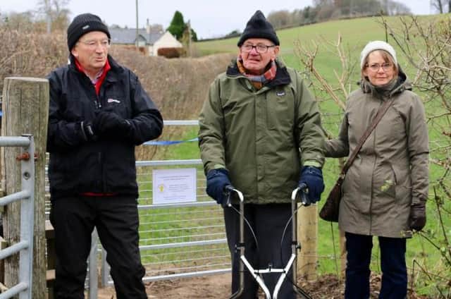 Thorner councillor Steven Wood, Roy Green (centre) and his daughter Sue Jones. Picture Emma Waterland