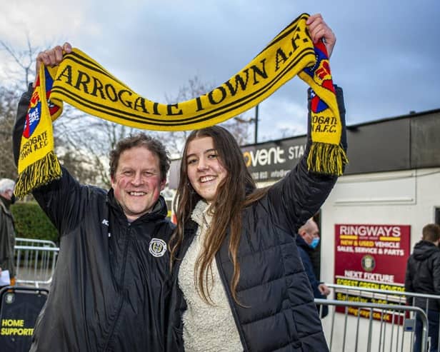 Harrogate Town supporter Dave Worton, left, with his daughter Molly.