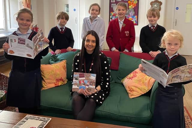 Leeds-based writer Eleanor McKone with pupils from Belmont Grosvenor School