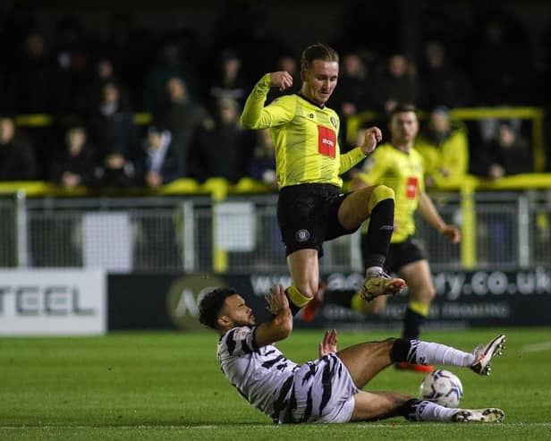 Jack Diamond in action during Harrogate Town's 4-1 home loss to Forest Green Rovers. Picture: Matt Kirkham