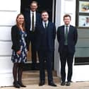 Georgina Pogge-von Strandmann, Jonathan Wearing, Shaun Hulme and James Pascoe outside the new Harrogate branch of Ison Harrison