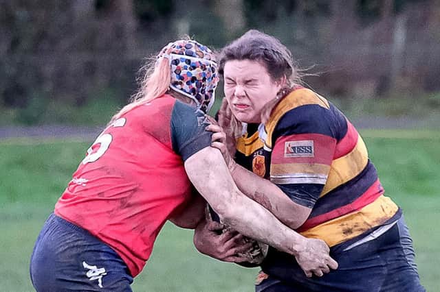Action from Harrogate RUFC Ladies' draw with Lichfield Ladies at Rudding Lane. Pictures: Richard Bown