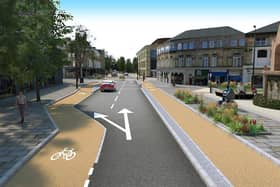 Visualisation of a possible new future for Harrogate town centre - Under the Gateway project, Station Parade may be reduced to a single lane for cars and made more cycle and pedestrian-friendly.
