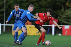 Knaresborough Town winger Jack Carr in action during last season's clash with Goole at Manse Lane. That game ended in a 1-1 draw. Pictures: Gerard Binks