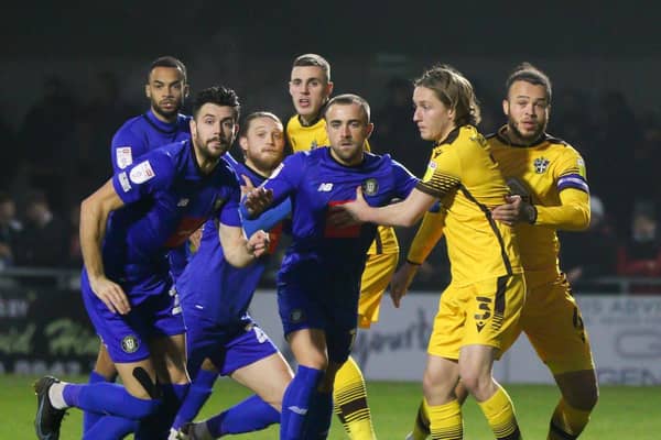 Harrogate Town suffered a third consecutive League Two defeat when they lost out 1-0 at Sutton United on Saturday. Pictures: Matt Kirkham