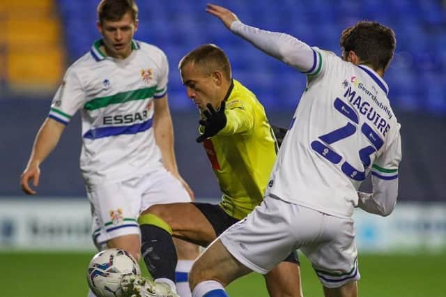 Alex Pattison scored Harrogate Town's second goal of the evening against Tranmere Rovers. Pictures: Matt Kirkham