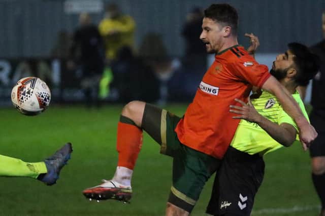 Harrogate Railway were beaten 2-1 by Steeton in the West Riding County Cup on Tuesday evening. Picture: Craig Dinsdale