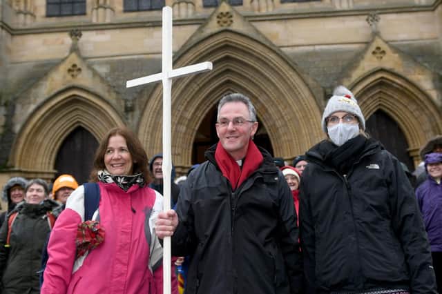 The Dean of Ripon Cathedral  John Dobson prepares to lead the annual Boxing  day pilgrimage from the cathedral to Fountains Abbey
