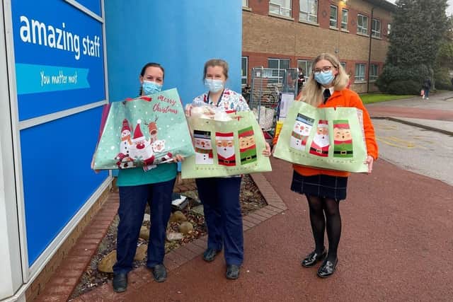 Harrogate Town donate Christmas gifts to patients at Harrogate Hospital