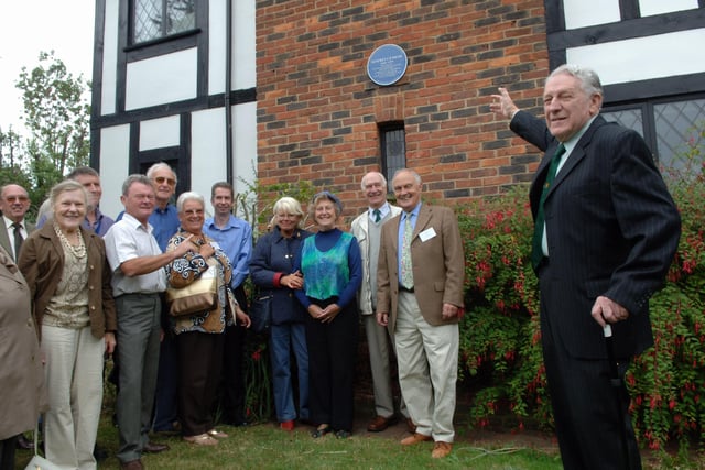 Robert Elleray and members of the Worthing Society with the blue plaque at the house in Lansdowne Close, Worthing, where Henfrey Smail lived from 1930 to 1979.