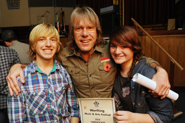 Keith Emerson with Sussex Bands Award winners Sam Kite and Georgia Moppet in Worthing in 2010. Picture: Stephen Goodger W45244H10