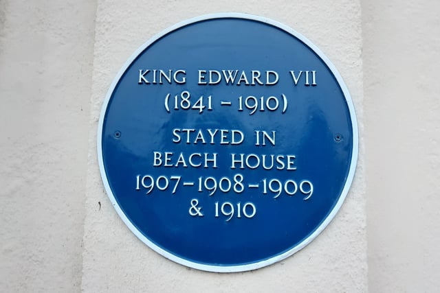 The blue plaque for King Edward VII at Beach House, in Brighton Road, Worthing